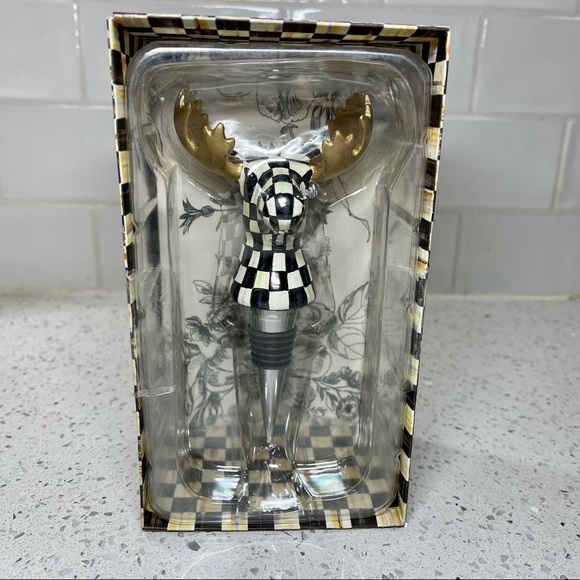 MacKenzie-Childs Wine Tote & Moose Bottle Stopper - Picture 9 of 10